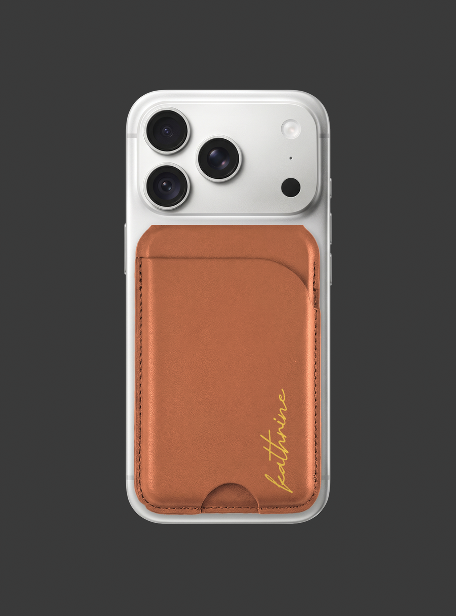 Brown Personalised MagSafe-Compatible Wallet, sample design