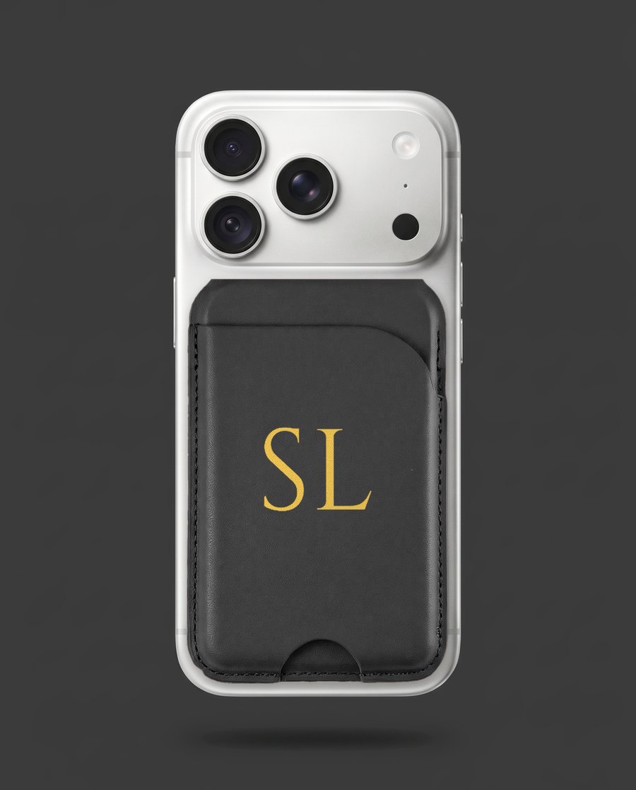 Black Personalised MagSafe-Compatible Wallet, sample design