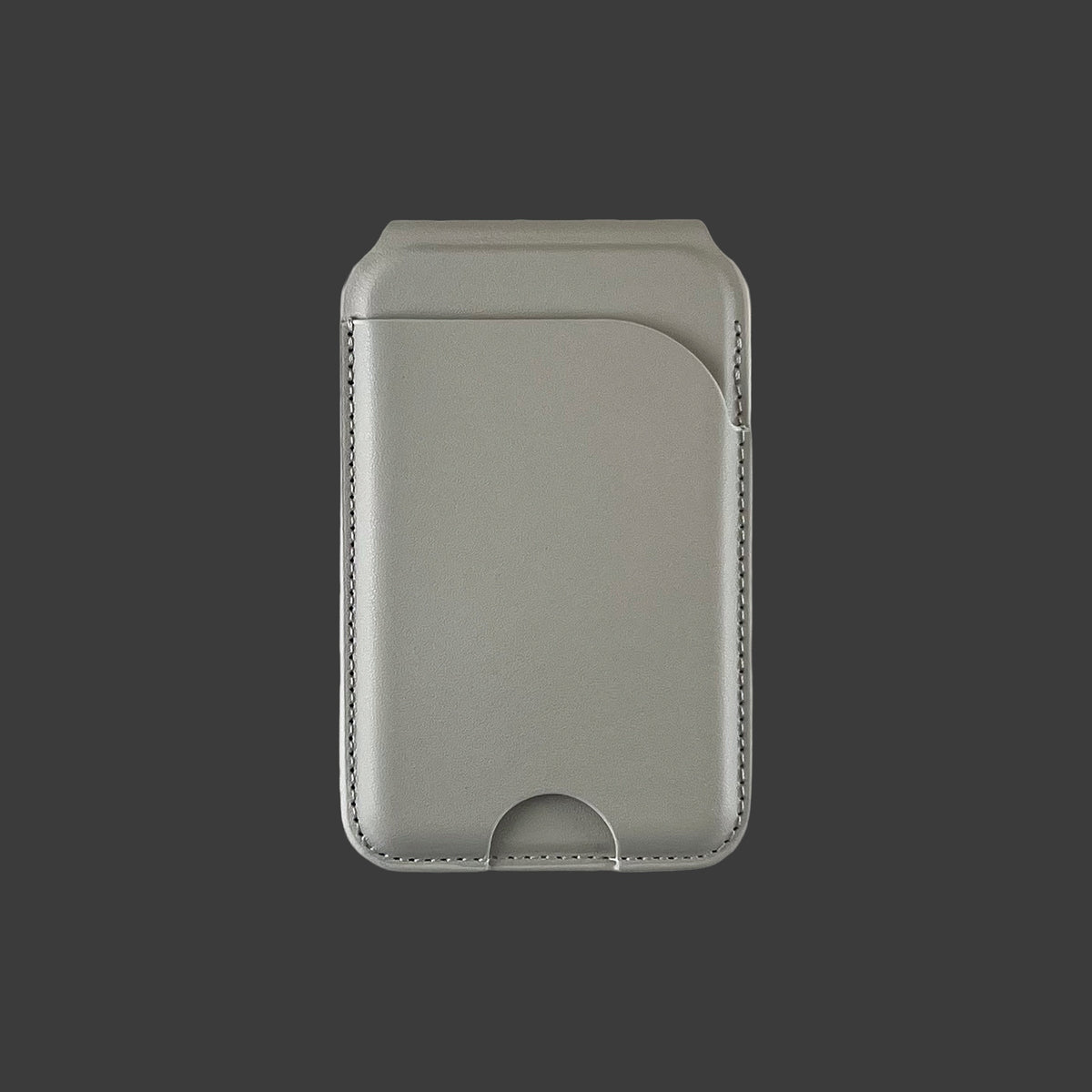 Grey personalised MagSafe-compatible card wallet, front view