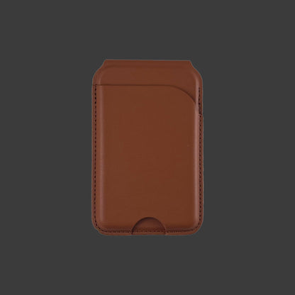 Brown personalised MagSafe-compatible card wallet, front view