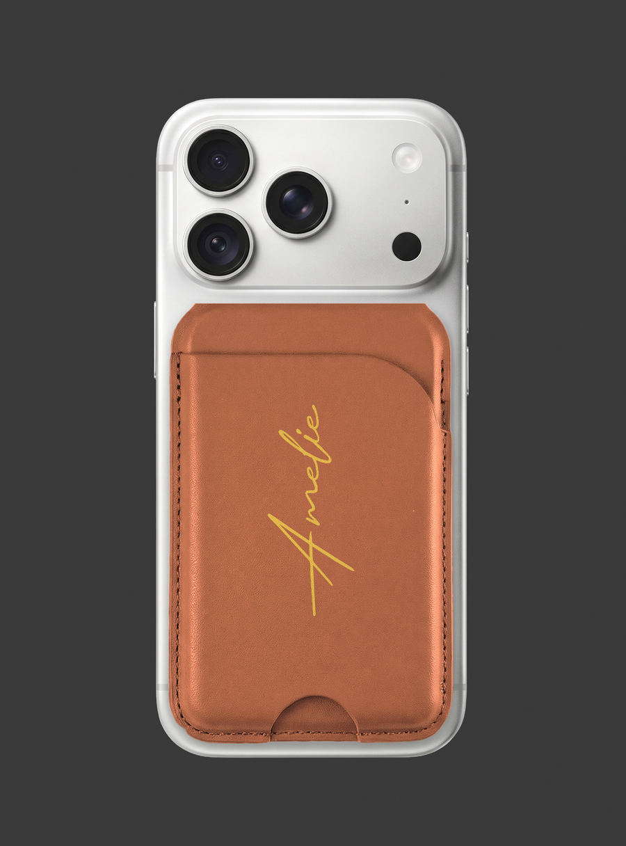 Brown Personalised MagSafe-Compatible Wallet, sample design