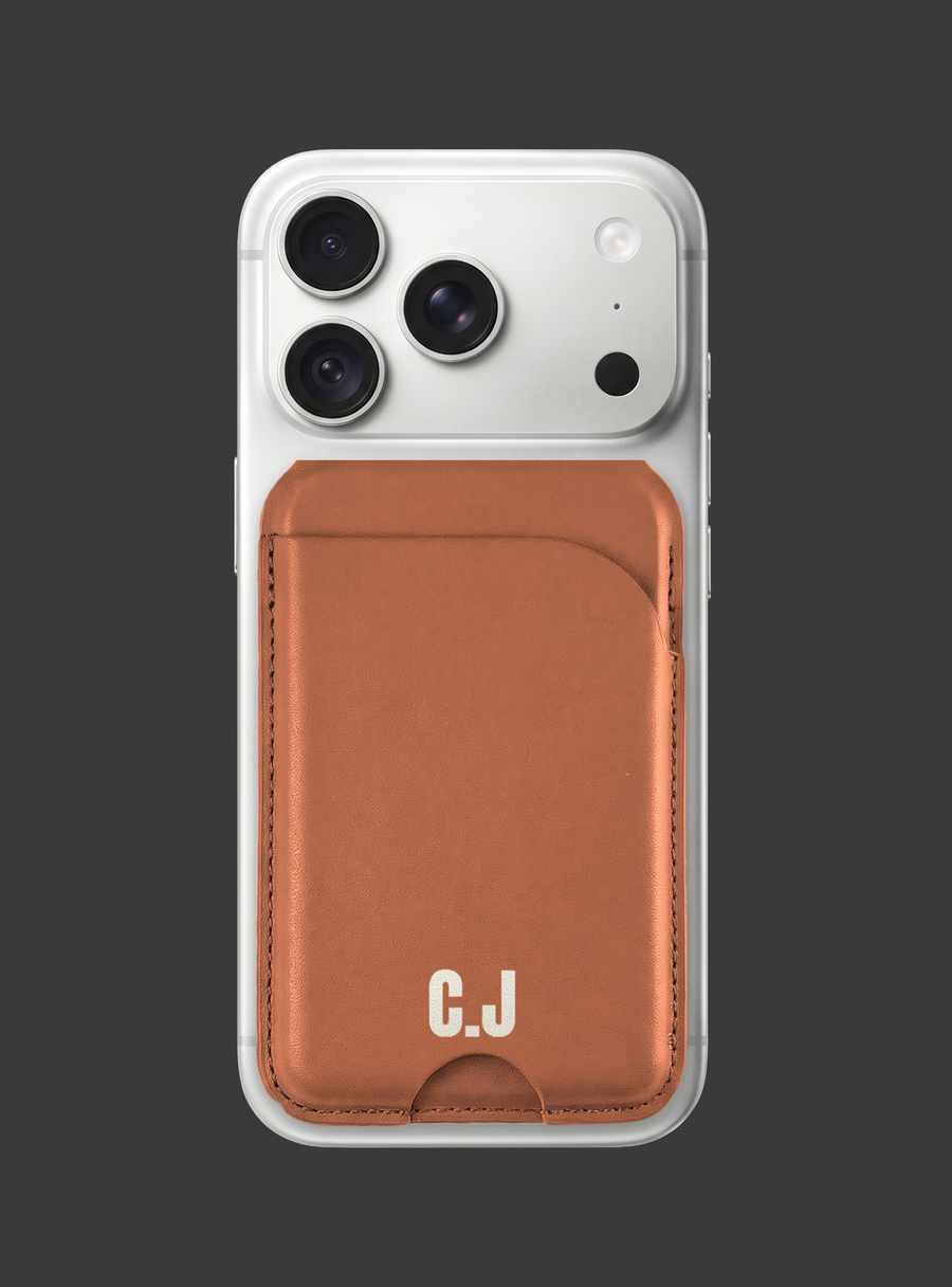 Brown Personalised MagSafe-Compatible Wallet, sample design