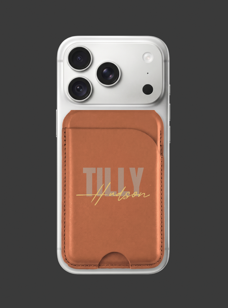 Brown Personalised MagSafe-Compatible Wallet, sample design